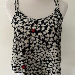 Heart Patterned Black and White Women's Top